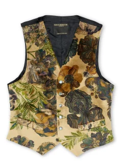 Favourbrook Jeffrey Rose Tree Garden Cotton Single Breasted 6 Button Waistcoat- Waistcoats | Single Breasted Waistcoats
