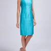 Favourbrook Josephine Dress Aqua Plain Silk Douppion-Women Raceday | Mother Of The Bride