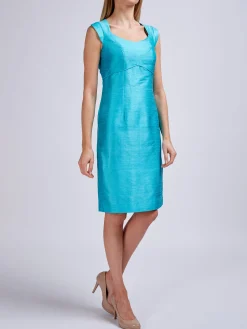 Favourbrook Josephine Dress Aqua Plain Silk Douppion-Women Raceday | Mother Of The Bride