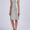 Favourbrook Josephine Dress Grey Plain Silk Shantung-Women Dresses