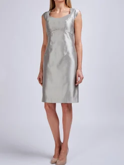 Favourbrook Josephine Dress Grey Plain Silk Shantung-Women Dresses