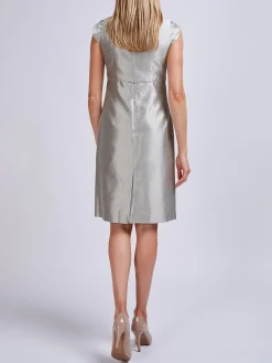 Favourbrook Josephine Dress Grey Plain Silk Shantung-Women Dresses