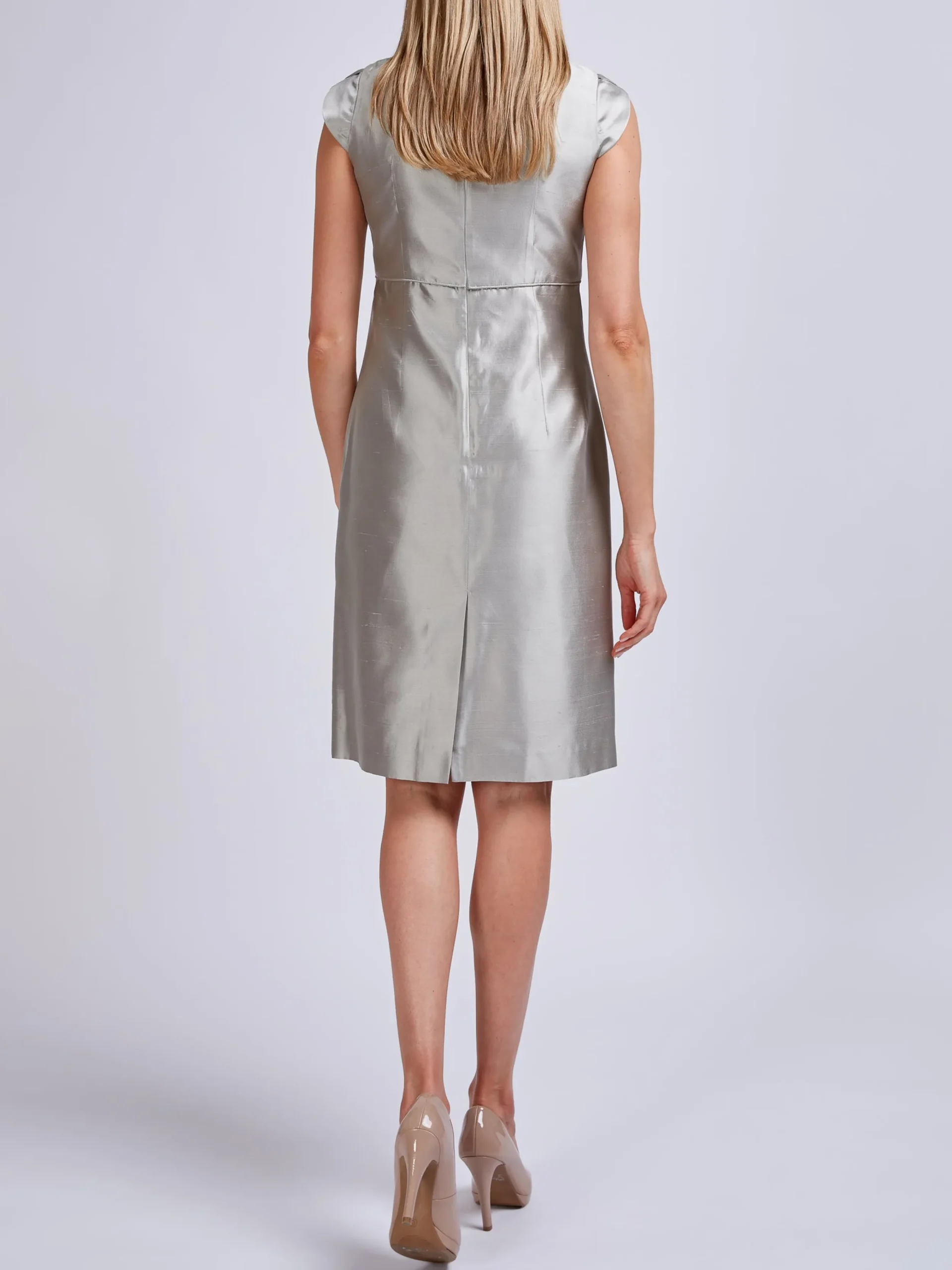 Favourbrook Josephine Dress Grey Plain Silk Shantung-Women Dresses