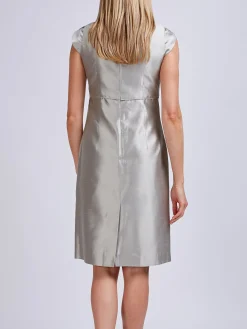 Favourbrook Josephine Dress Grey Plain Silk Shantung-Women Dresses