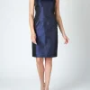 Favourbrook Josephine Dress Navy Reverse Plain Shantung-Women Eveningwear | Eveningwear