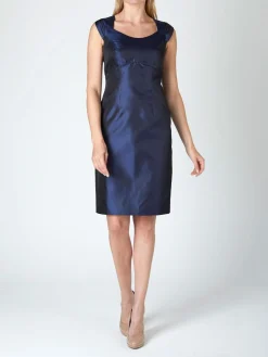Favourbrook Josephine Dress Navy Reverse Plain Shantung-Women Eveningwear | Eveningwear