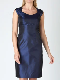 Favourbrook Josephine Dress Navy Reverse Plain Shantung-Women Eveningwear | Eveningwear