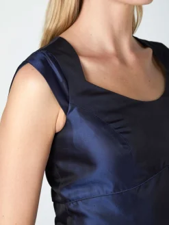 Favourbrook Josephine Dress Navy Reverse Plain Shantung-Women Eveningwear | Eveningwear