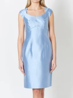 Favourbrook Josephine Dress Pale Blue Plain Shantung-Women Raceday | Mother Of The Bride