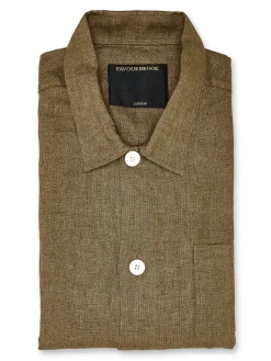 Favourbrook Khaki Kirtling Linen Safari Shirt- Shirts