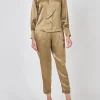 Favourbrook Land Girl Trouser Hay Gold Plain Silk Crepe Satin-Women Eveningwear | Eveningwear