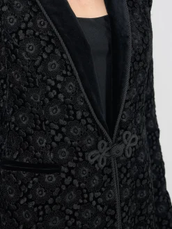 Favourbrook Library Jacket Black Clyde Silk Velvet-Women Eveningwear | Eveningwear