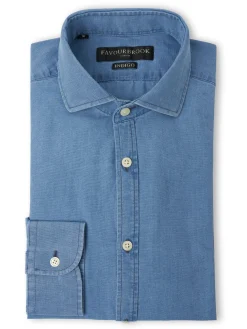 Favourbrook Light Indigo Rockwell Cotton Cutaway Collar Shirt- Shirts