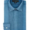 Favourbrook Light Indigo Rockwell Cotton Pleated Pintuck Dress Shirt- Shirts