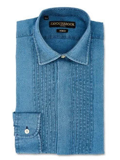 Favourbrook Light Indigo Rockwell Cotton Pleated Pintuck Dress Shirt- Shirts