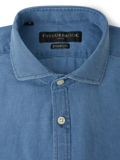 Favourbrook Light Indigo Rockwell Cotton Cutaway Collar Shirt- Shirts