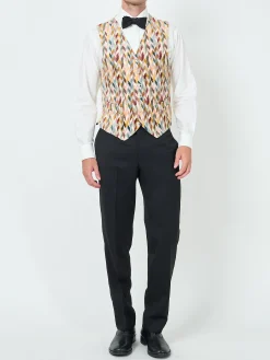 Favourbrook Light Multi Chevron Single Breasted 6 Button Waistcoat- Waistcoats | Single Breasted Waistcoats