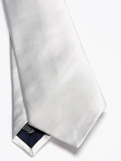 Favourbrook Light Silver Duchesse Satin Silk Tie- Ties