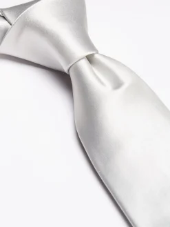 Favourbrook Light Silver Duchesse Satin Silk Tie- Ties