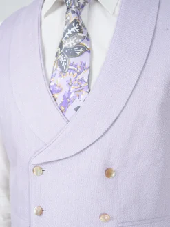 Favourbrook Lilac Randwick Double Breasted 8 Button Shawl Lapel Piped Waistcoat- Wedding Attire | Waistcoats