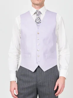 Favourbrook Lilac Randwick Single Breasted 6 Button Piped Waistcoat- Waistcoats | Single Breasted Waistcoats