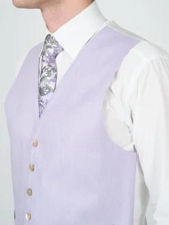 Favourbrook Lilac Randwick Single Breasted 6 Button Piped Waistcoat- Waistcoats | Single Breasted Waistcoats