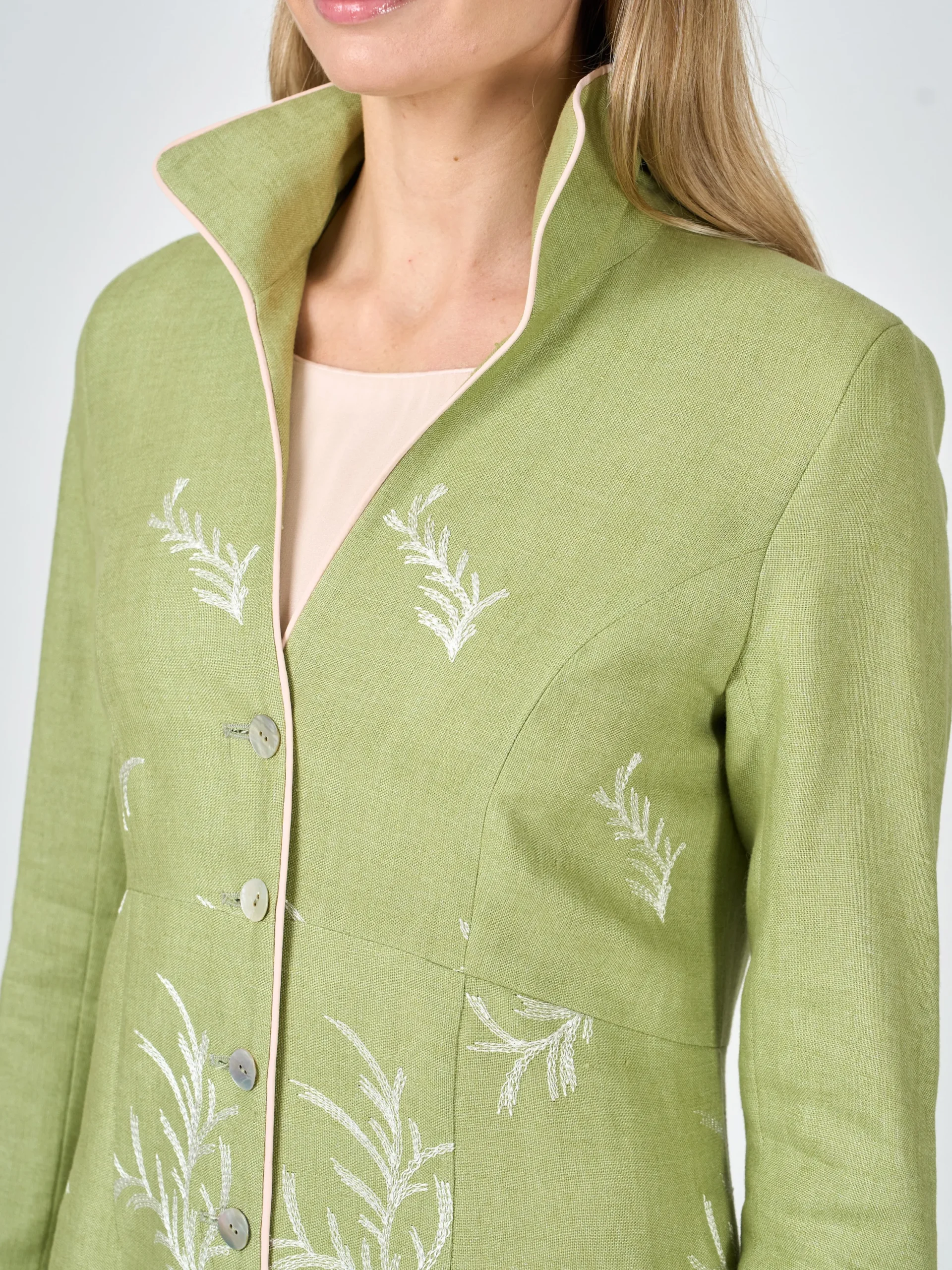 Favourbrook Long Swing Coat Apple Green Rushden Crease Resist Linen-Women Raceday | Mother Of The Bride