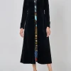 Favourbrook Long Swing Coat Black Plain Cotton Velvet-Women Eveningwear | Eveningwear