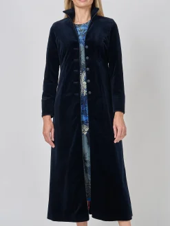 Favourbrook Long Swing Coat Navy Wind Velvet-Women Eveningwear | Eveningwear