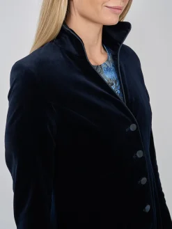 Favourbrook Long Swing Coat Navy Wind Velvet-Women Eveningwear | Eveningwear