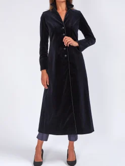 Favourbrook Long Swing Coat Navy Wind Velvet-Women Eveningwear | Eveningwear