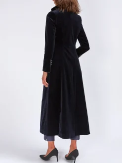 Favourbrook Long Swing Coat Navy Wind Velvet-Women Eveningwear | Eveningwear