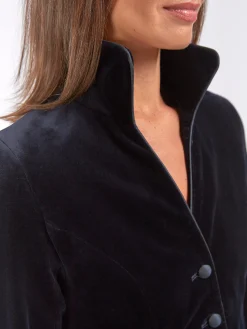 Favourbrook Long Swing Coat Navy Wind Velvet-Women Eveningwear | Eveningwear