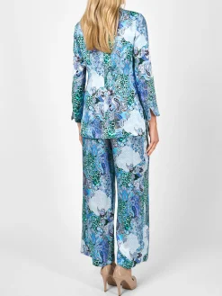 Favourbrook Lounge Jacket Blue Dharma Silk Satin-Women Short Jackets | Jackets & Coats