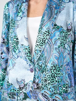 Favourbrook Lounge Jacket Blue Dharma Silk Satin-Women Short Jackets | Jackets & Coats