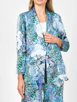 Favourbrook Lounge Jacket Blue Dharma Silk Satin-Women Short Jackets | Jackets & Coats