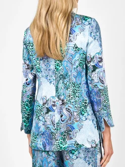 Favourbrook Lounge Jacket Blue Dharma Silk Satin-Women Short Jackets | Jackets & Coats