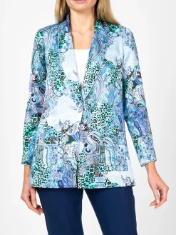 Favourbrook Lounge Jacket Blue Dharma Silk Satin-Women Short Jackets | Jackets & Coats