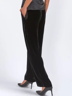 Favourbrook Lounge Trousers Black Silk Velvet-Women Eveningwear | Eveningwear