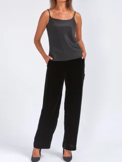 Favourbrook Lounge Trousers Black Silk Velvet-Women Eveningwear | Eveningwear