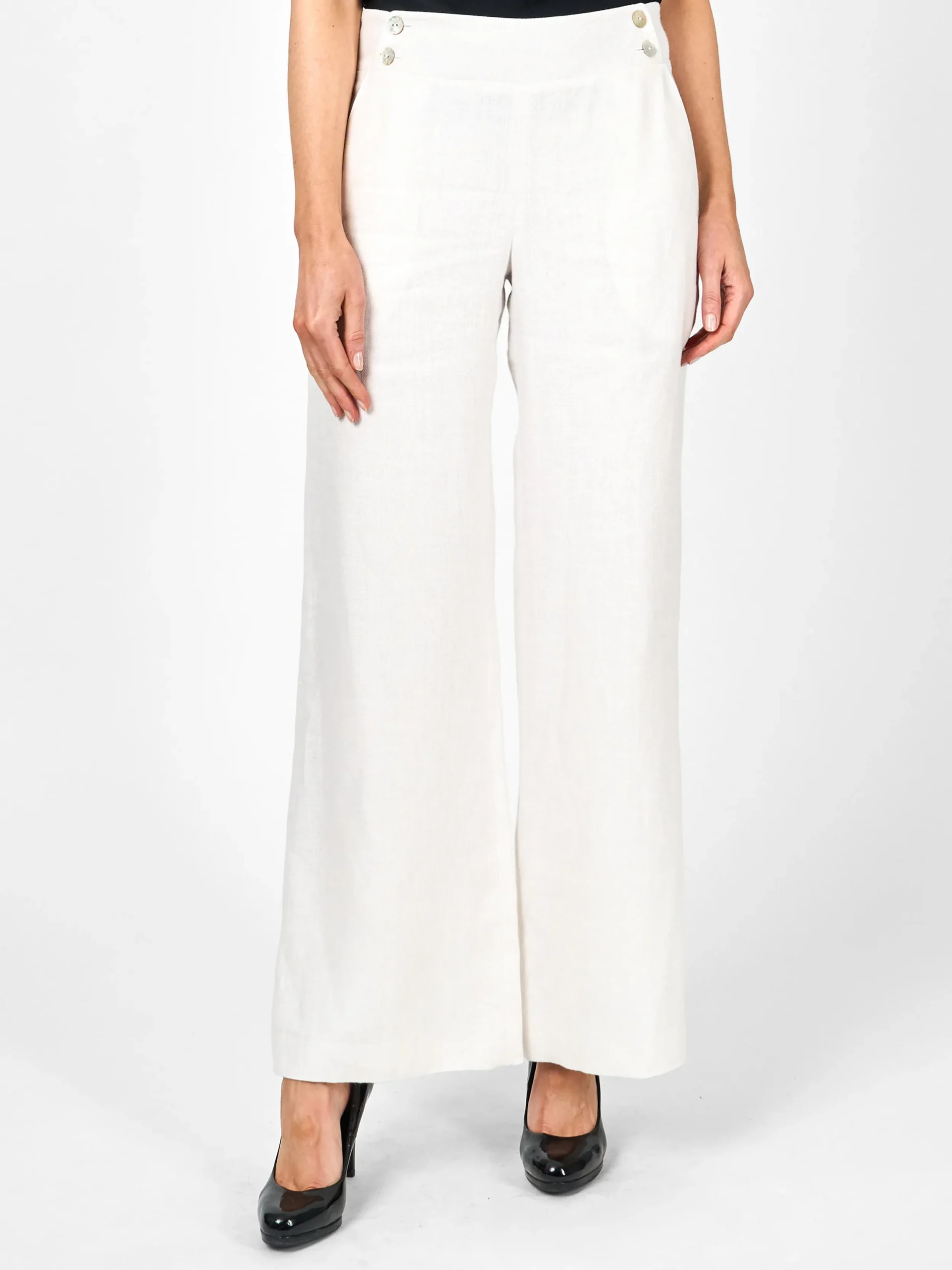 Favourbrook Lounge Trousers leg Ivory Herringbone Crease Resist Linen-Women Trousers & Jumpsuits | Trousers