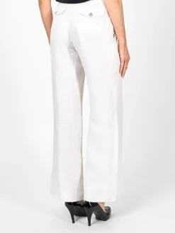 Favourbrook Lounge Trousers leg Ivory Herringbone Crease Resist Linen-Women Trousers & Jumpsuits | Trousers