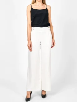 Favourbrook Lounge Trousers leg Ivory Herringbone Crease Resist Linen-Women Trousers & Jumpsuits | Trousers