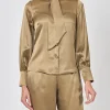 Favourbrook Megan Blouse Hay Gold Silk Crepe Satin-Women Eveningwear | Eveningwear