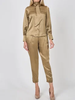 Favourbrook Megan Blouse Hay Gold Silk Crepe Satin-Women Eveningwear | Eveningwear