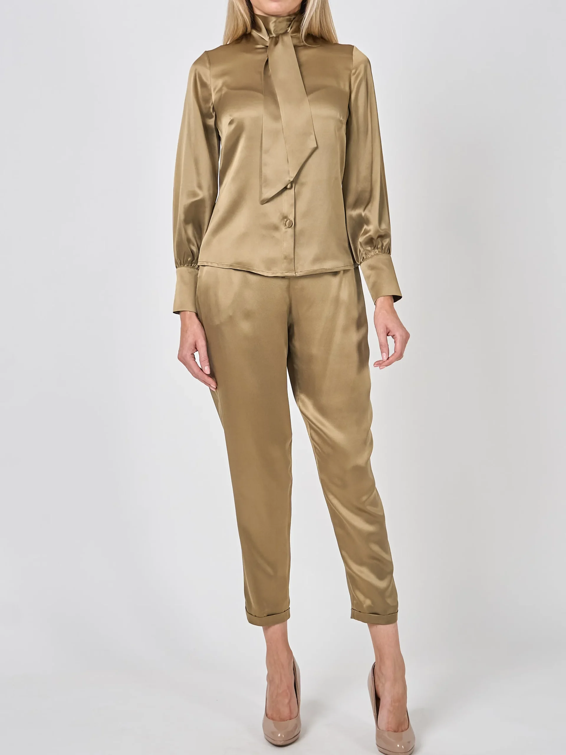 Favourbrook Megan Blouse Hay Gold Silk Crepe Satin-Women Eveningwear | Eveningwear