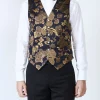 Favourbrook Midnight Gold Winnington Silk Single Breasted 6 Button Waistcoat- Groomswear | Waistcoats