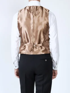 Favourbrook Midnight Gold Winnington Silk Single Breasted 6 Button Waistcoat- Groomswear | Waistcoats