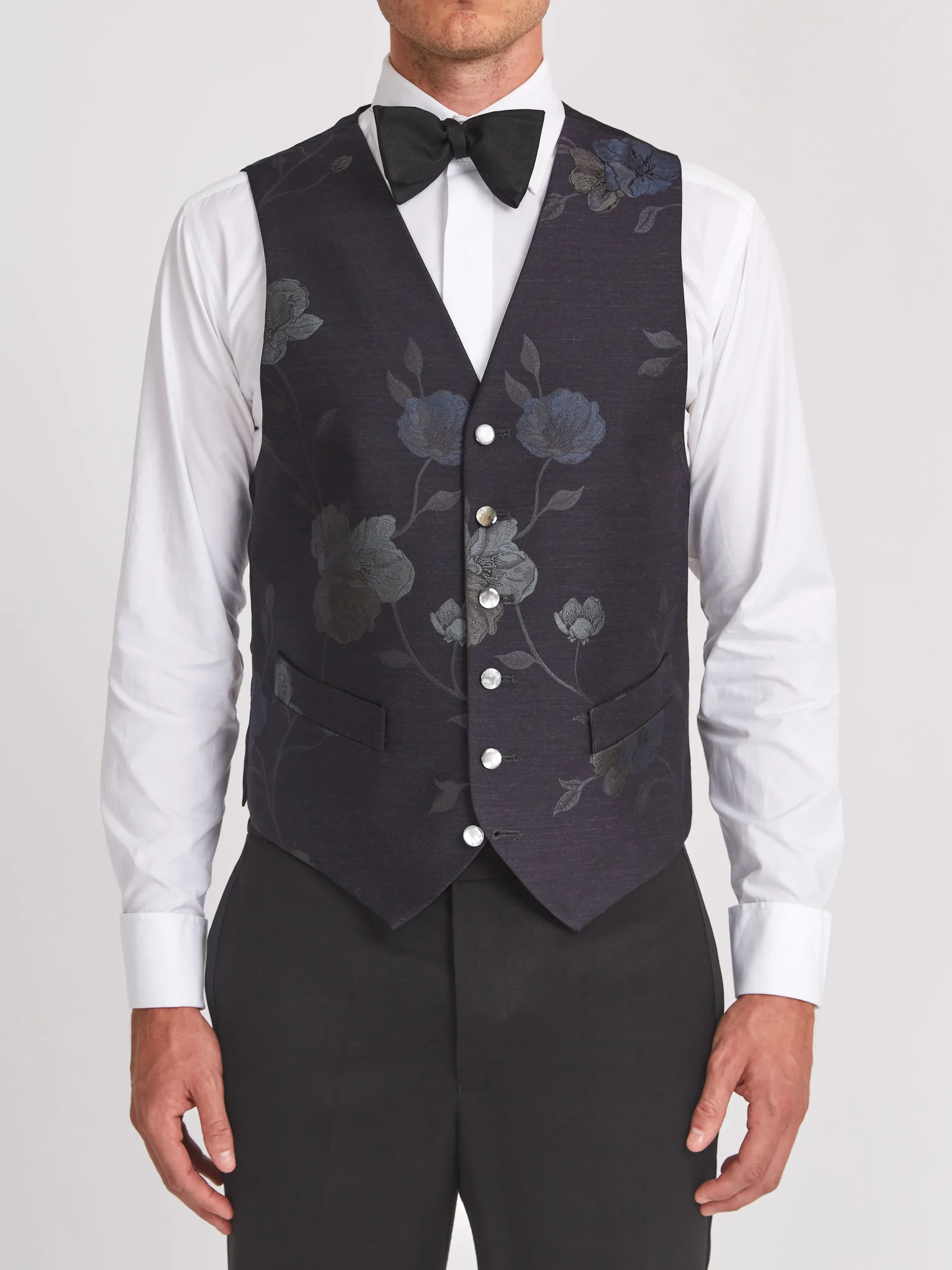 Favourbrook Midnight Grantham Single Breasted 6 Button Waistcoat- Waistcoats | Single Breasted Waistcoats