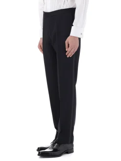 Favourbrook Midnight Hampton Wool Flat Front Dress Trousers- Eveningwear | Trousers